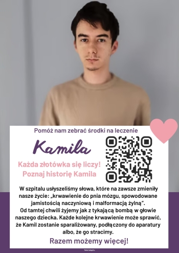 Różowo fioletowy nowoczesny plakat charytatywny zbiórka pieniędzy dla dziecka