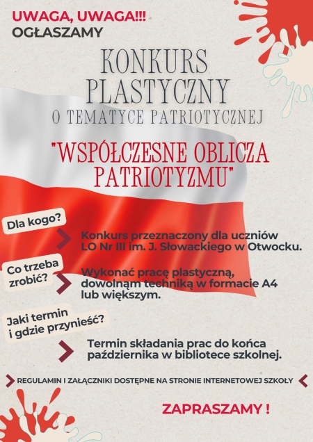 Konkurs plastyczny o tematyce patriotycznej ''Współczesne oblicza patriotyzmu''
