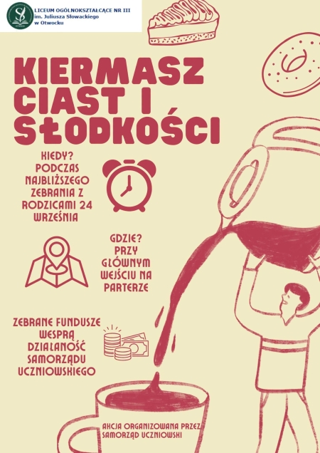 Kawiarenka na rzecz Samorządu Uczniowskiego podczas zebrania z rodzicami -  czwartek 24 wr